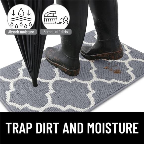 Indoor Door Mat, 47x20, Non-Slip Absorbent Resist Dirt Entrance Mat, Washable - Picture 5 of 6